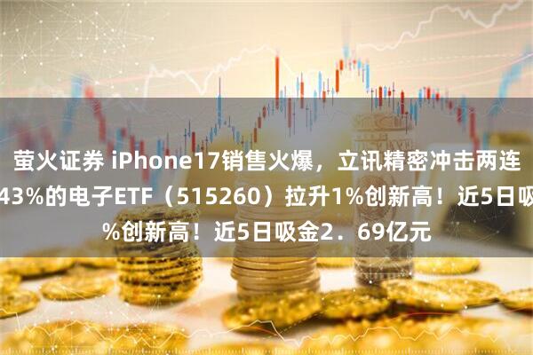 萤火证券 iPhone17销售火爆，立讯精密冲击两连板！果链含量43%的电子ETF（515260）拉升1%创新高！近5日吸金2．69亿元
