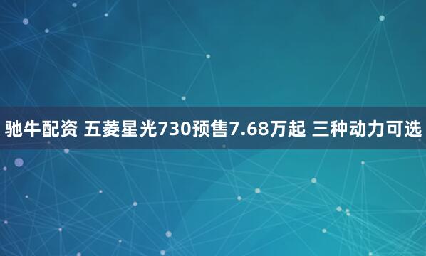 驰牛配资 五菱星光730预售7.68万起 三种动力可选