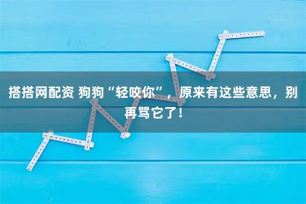 搭搭网配资 狗狗“轻咬你”，原来有这些意思，别再骂它了！